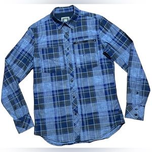 G-Star Raw Men’s Attacc Blue Cotton Plaid Long Sleeve Button Down Shirt Sz M